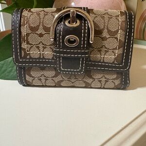 Coach Y2k Canvas Brown Buckle Wallet